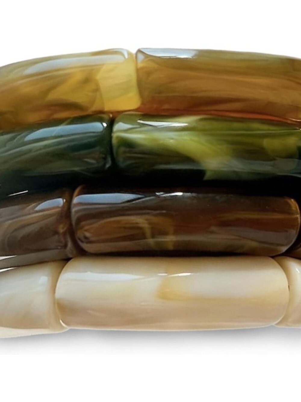 6pcs Chunky Acrylic Bangle Bracelets For Women, Resin Bamboo Brown Stretchy Brac